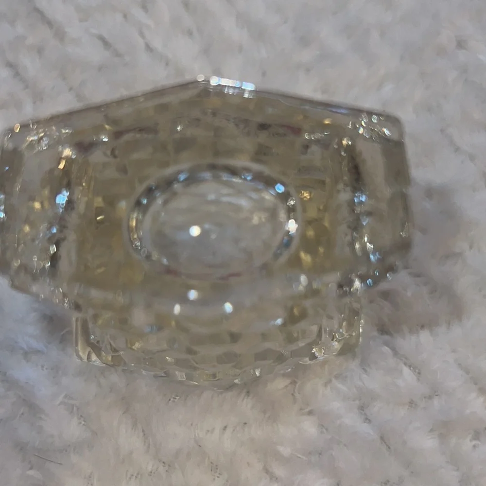 Vintage Bohemian Toothpick Holder Czech Diamond Pattern Fan Shape Collectible